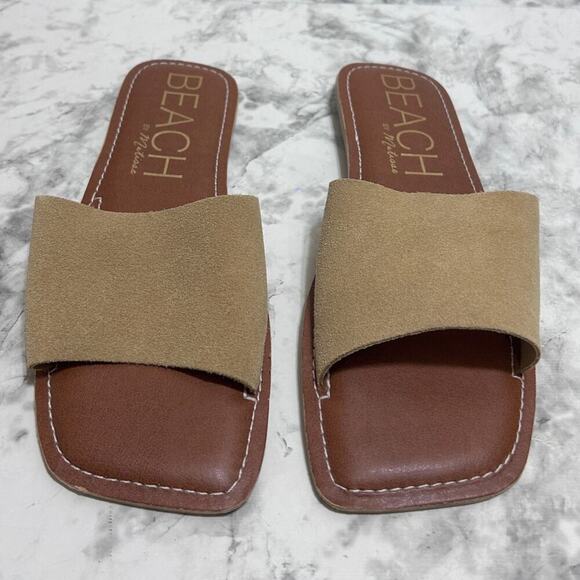 Beach By Matisse Bali Slide Sandals 10M Suede Leather Tan Resort Beach Coastal - Picture 4 of 9